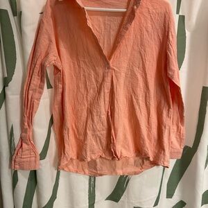 Peach women’s button down top